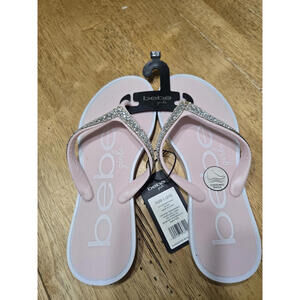 bebe Pink Rhinestone Women's Flip Flop Sandals Size L (2/3)